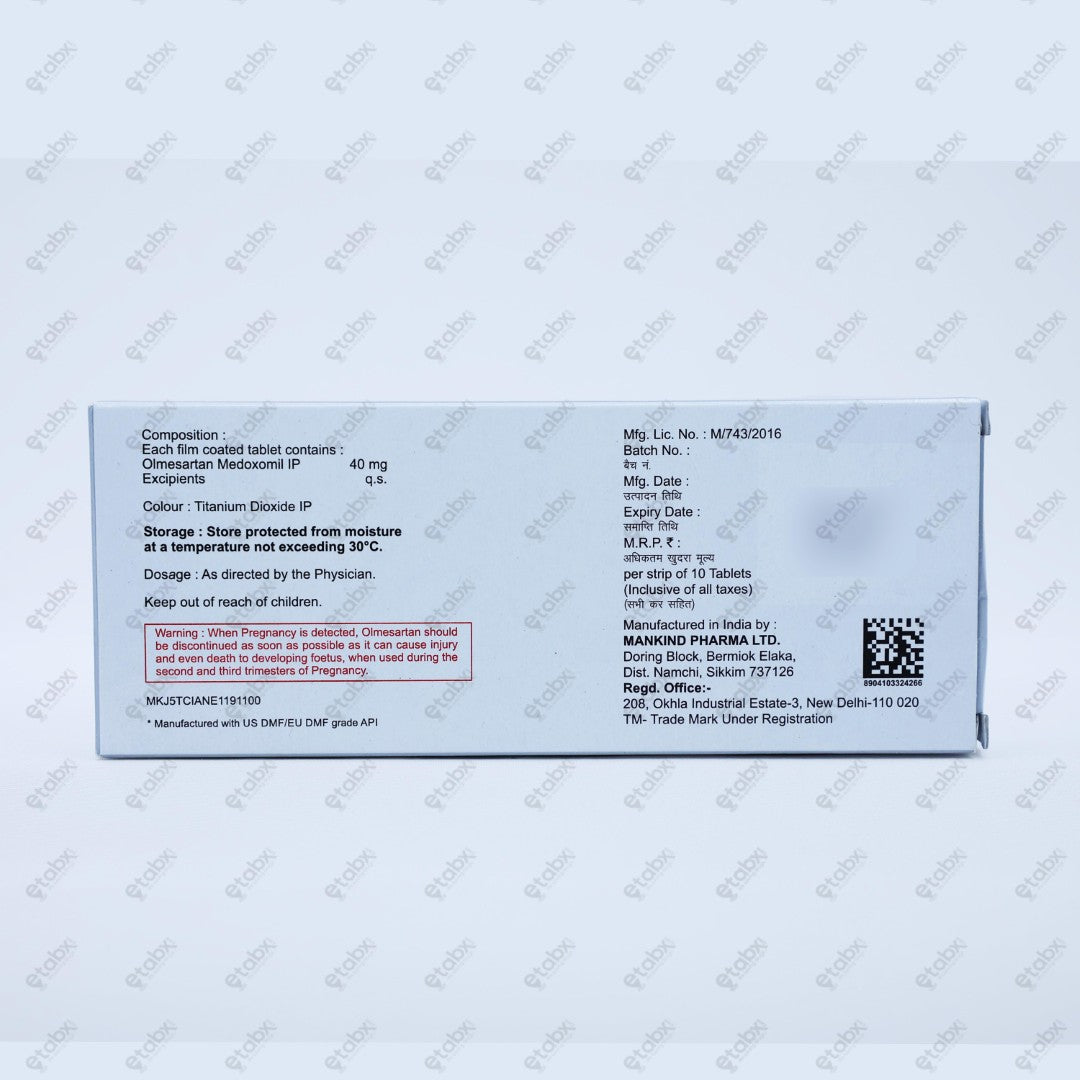 Olmetime 40mg Tablet 10's
