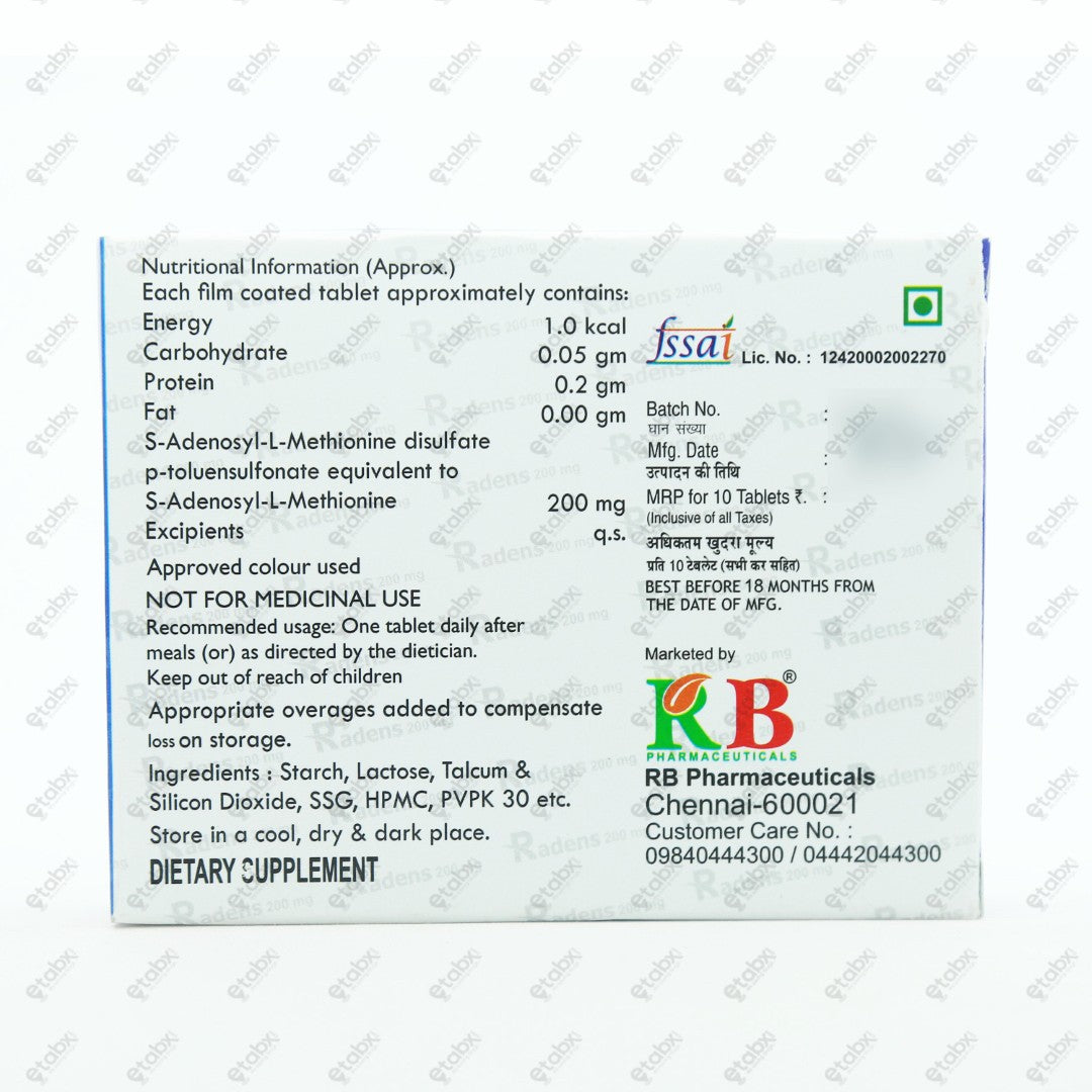 RADENS 200MG TABLETS 10'S