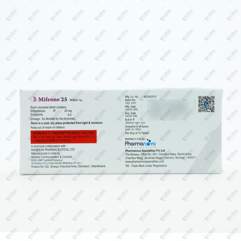 Mifeone 25 Tablets 14's