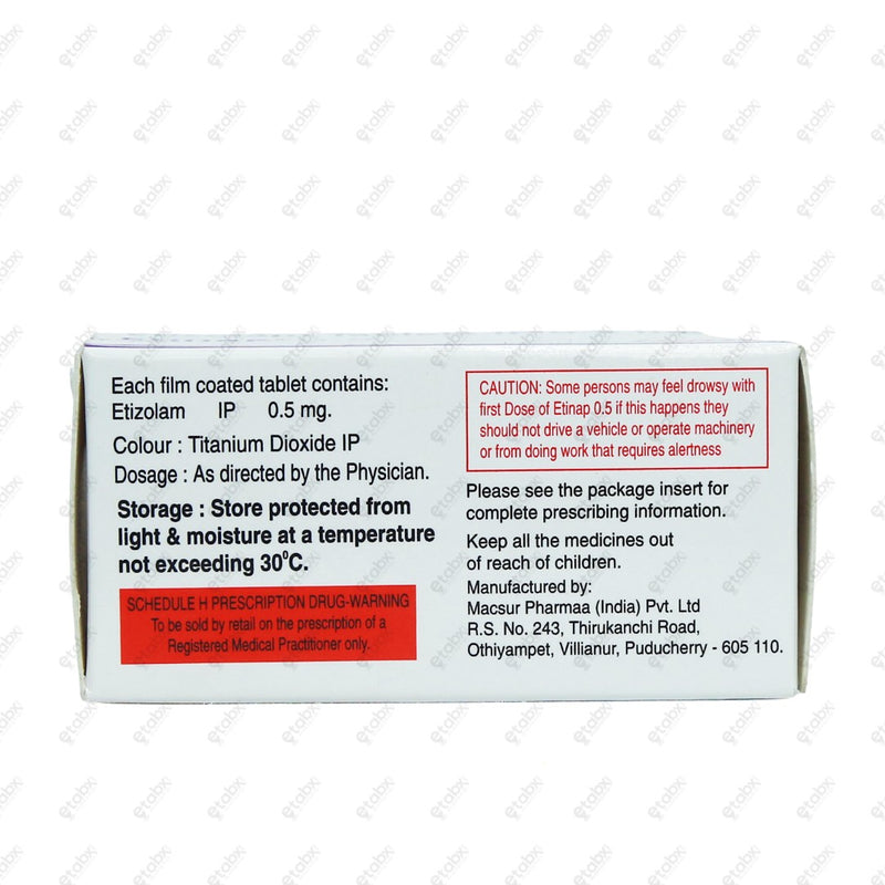 Etinap 0.5mg Tablet 10's