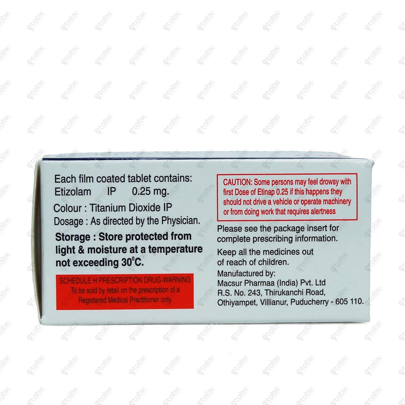 Etinap 0.25mg Tablet 10's