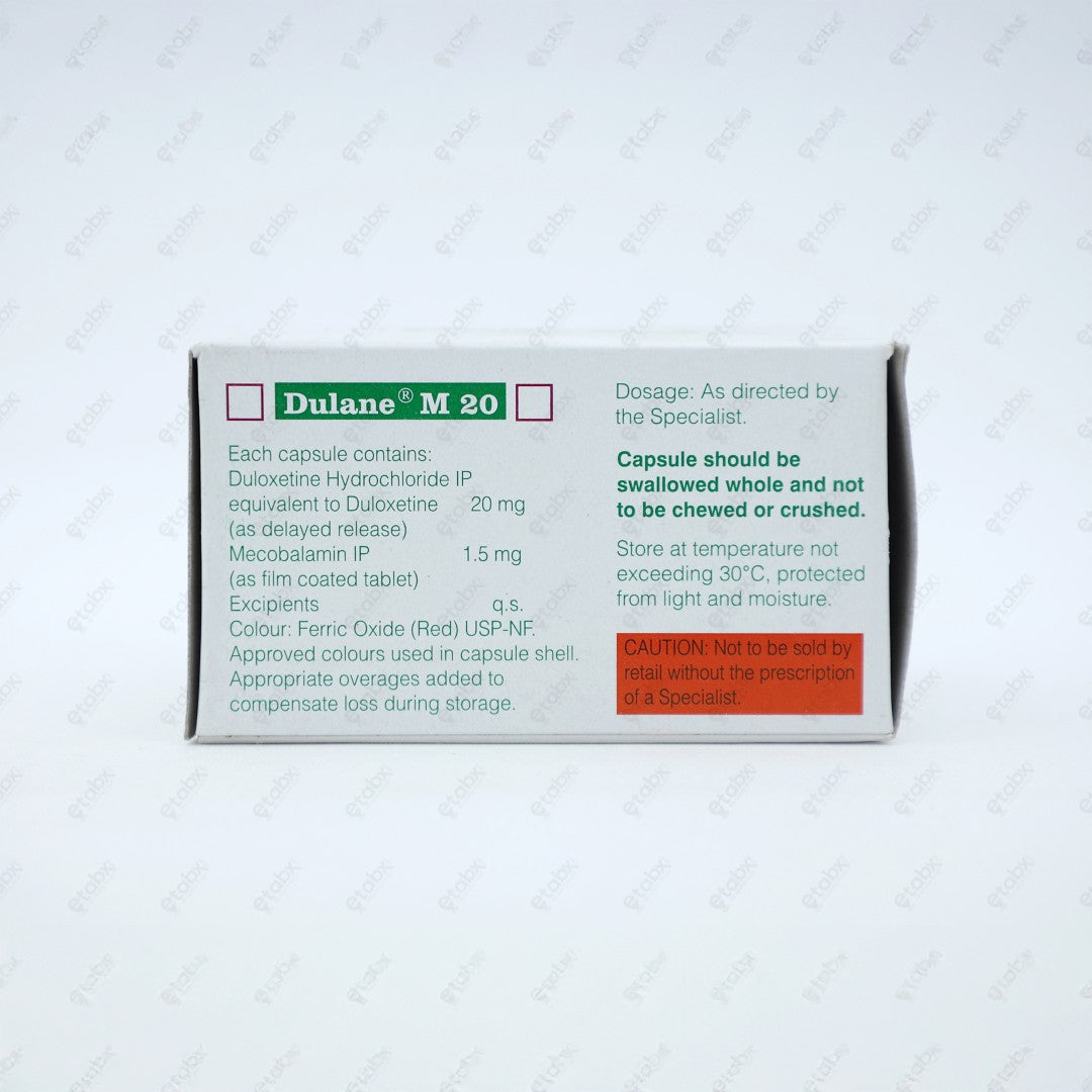 DULANE M 20MG Capsule (Duloxetine + Mecobalamin)