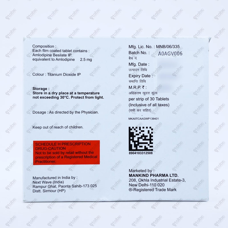 Amlokind 2.5mg Tablets 30's