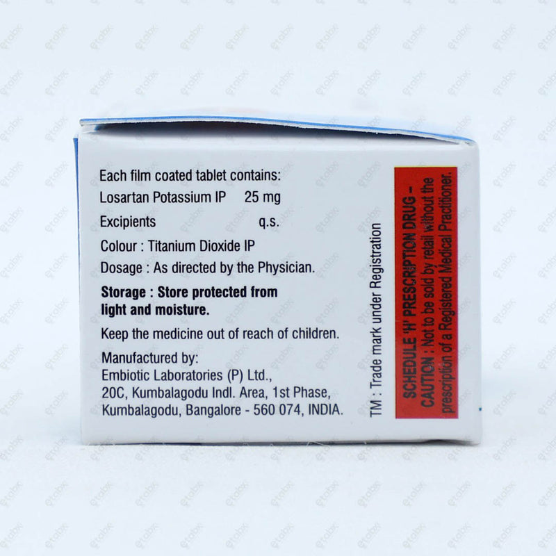 Losartar 25mg Tablet 10's