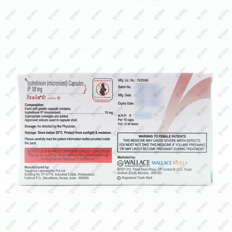 Isoin 10mg Capsules 10's