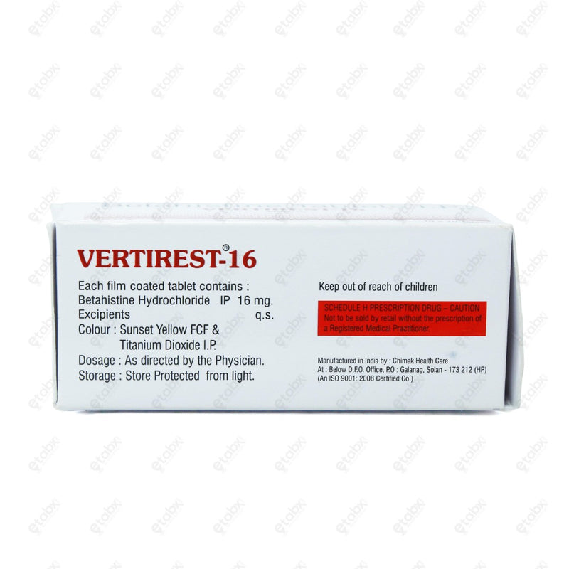 Vertirest 16mg Tablet 10's
