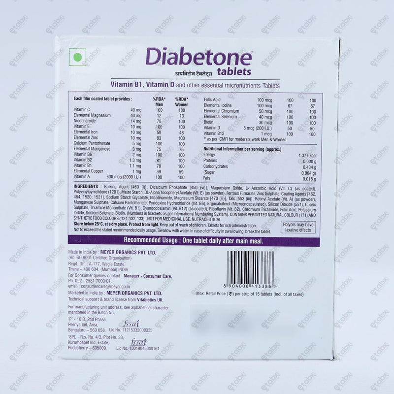 Diabetone Tablet 15's