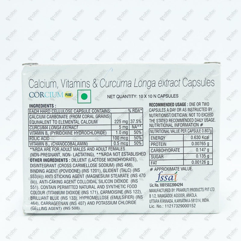 Corcium Plus Capsule 10's