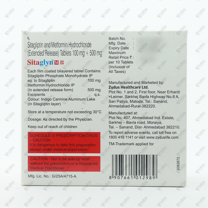 Sitaglyn M 100/500 Tablet 10's