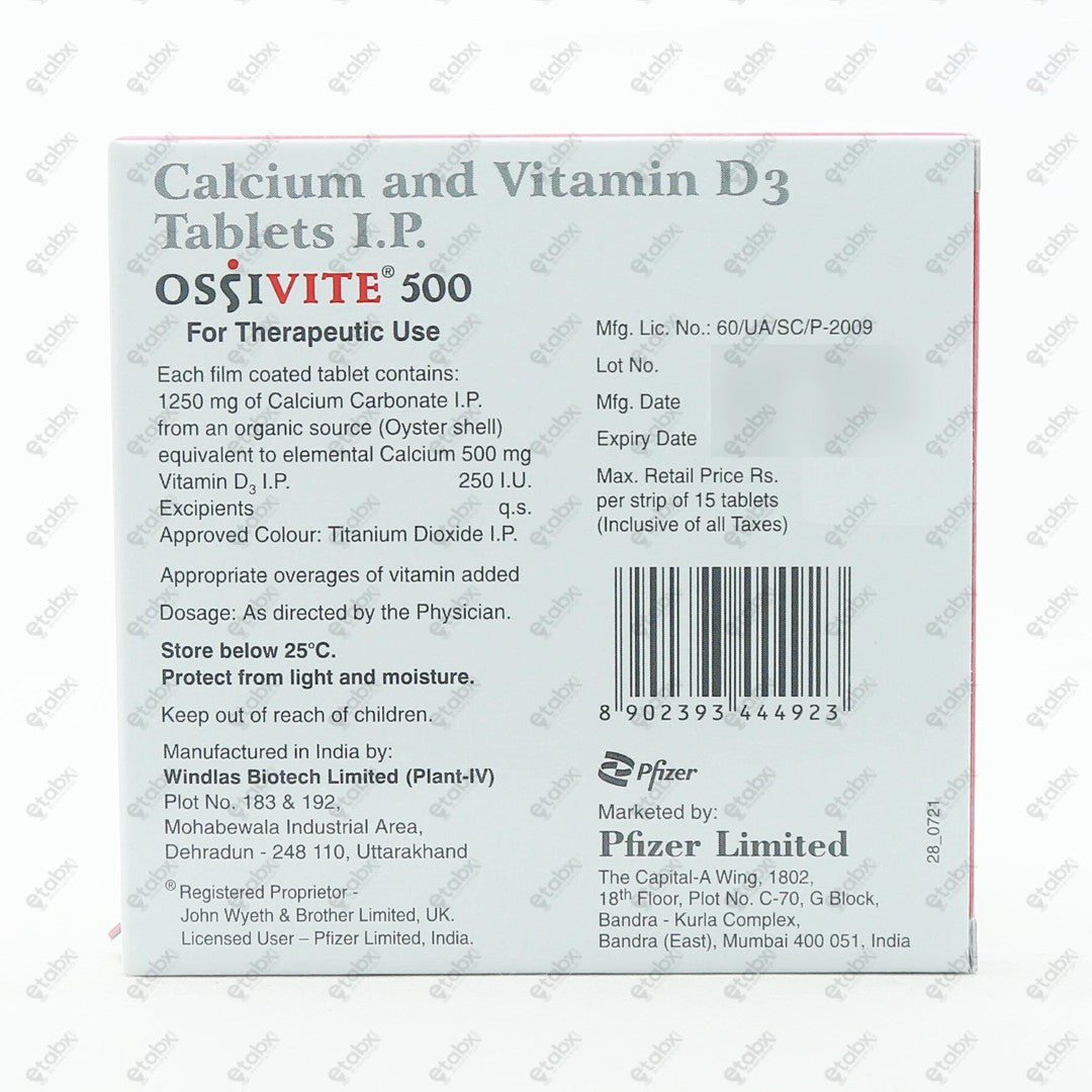 Ossivite 500 Tablet 15's