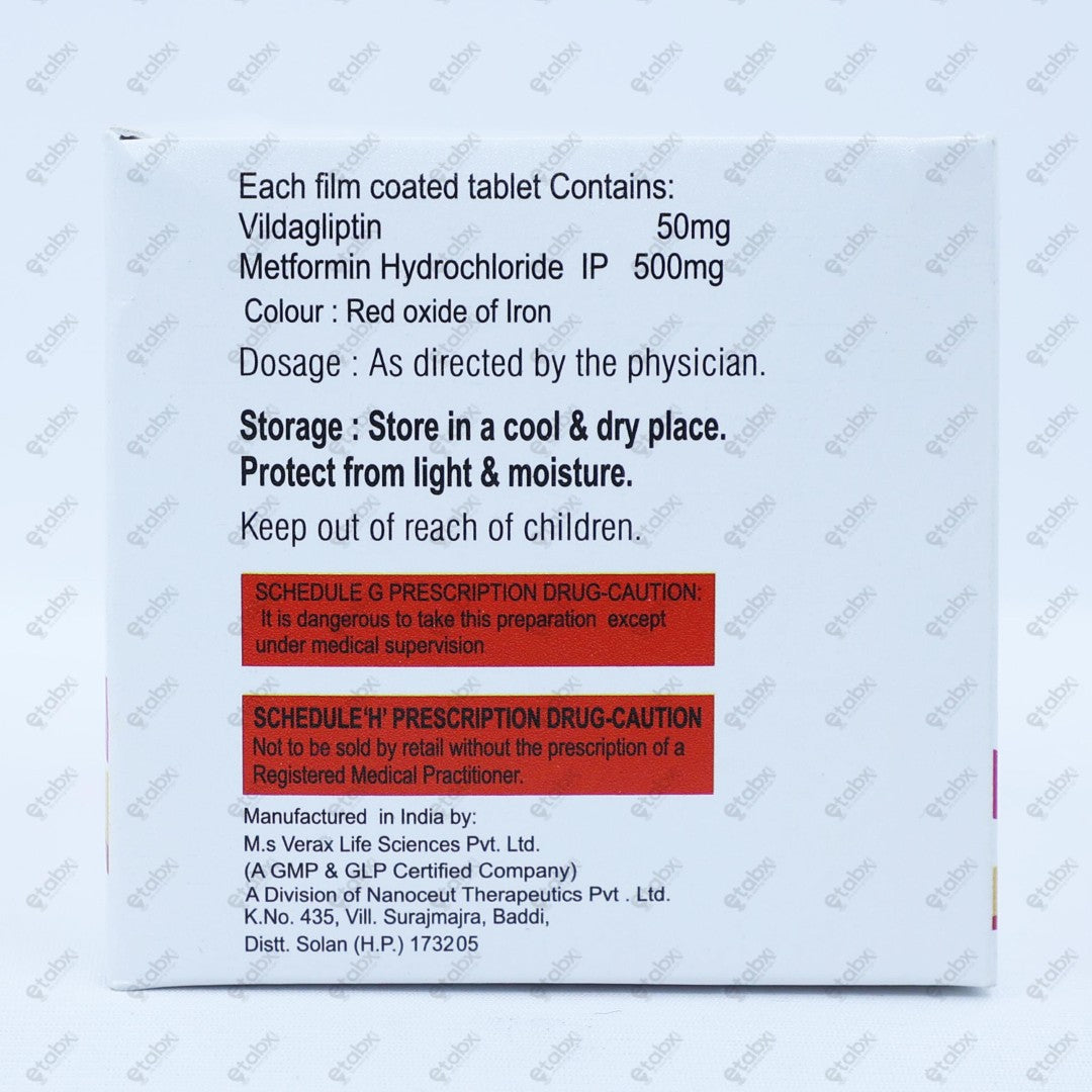 Vildagin M 50/500mg Tablet 10's
