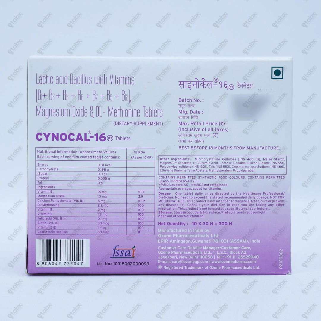 Cynocal 16mg Tablet 30's