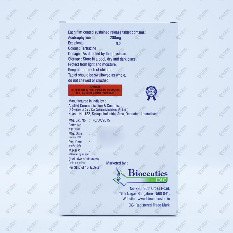 BRONCHORIL 200mg SR Sustained Release Theophylline Tablets (15's)