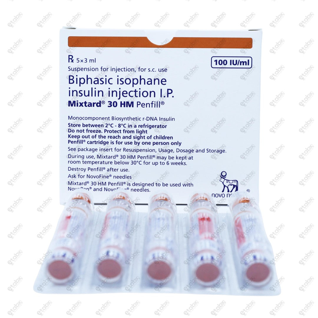 Mixtard 30HM Penfill 5x3ml