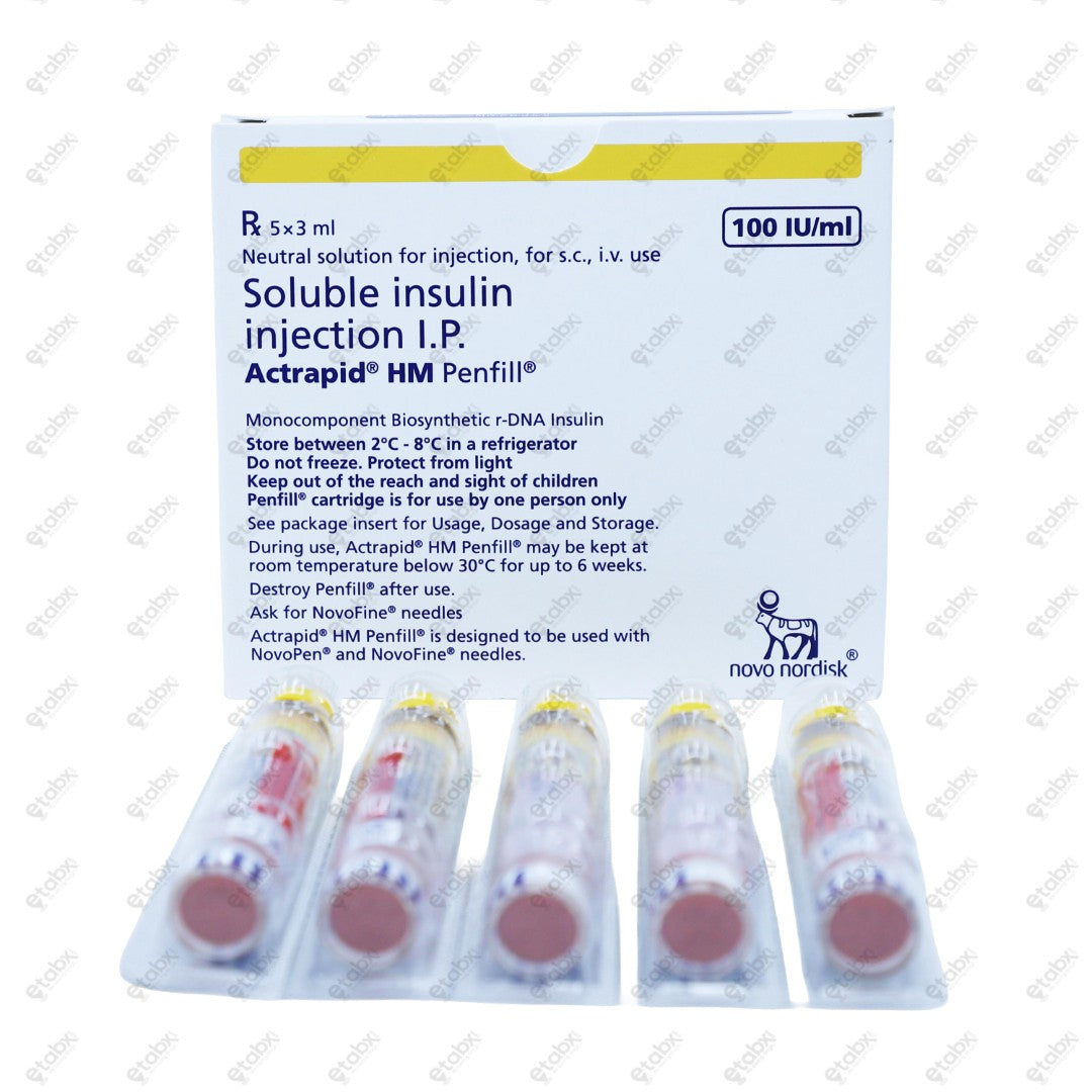 Actrapid HM Penfill Insulin 100IU/ml 3ml 5x