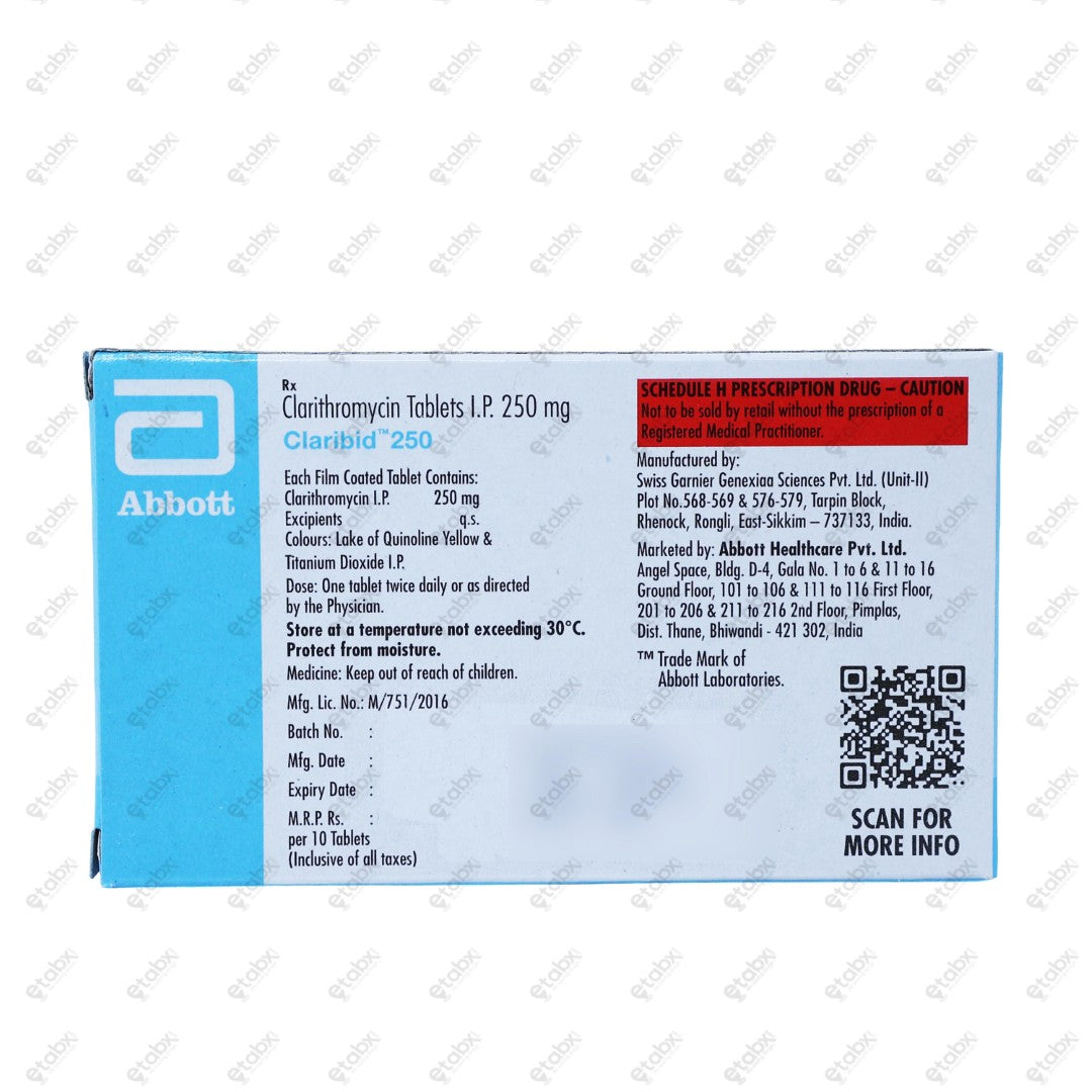 CLARIBID 250mg Tablet 10's