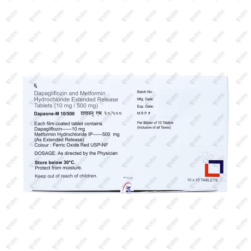 Dapaone M 10/500mg Tablets 10's