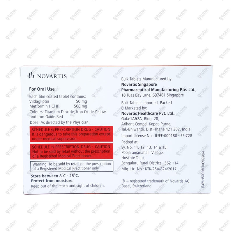 Galvus Met 50/500mg Tablet 15's
