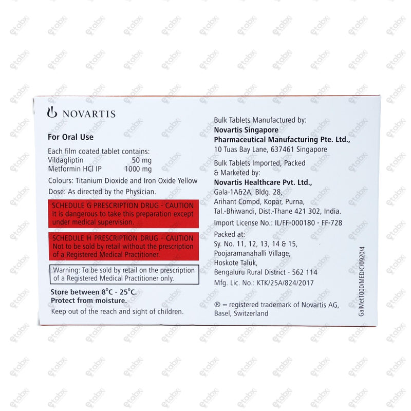 Galvus Met 50/1000mg Tablet 15's