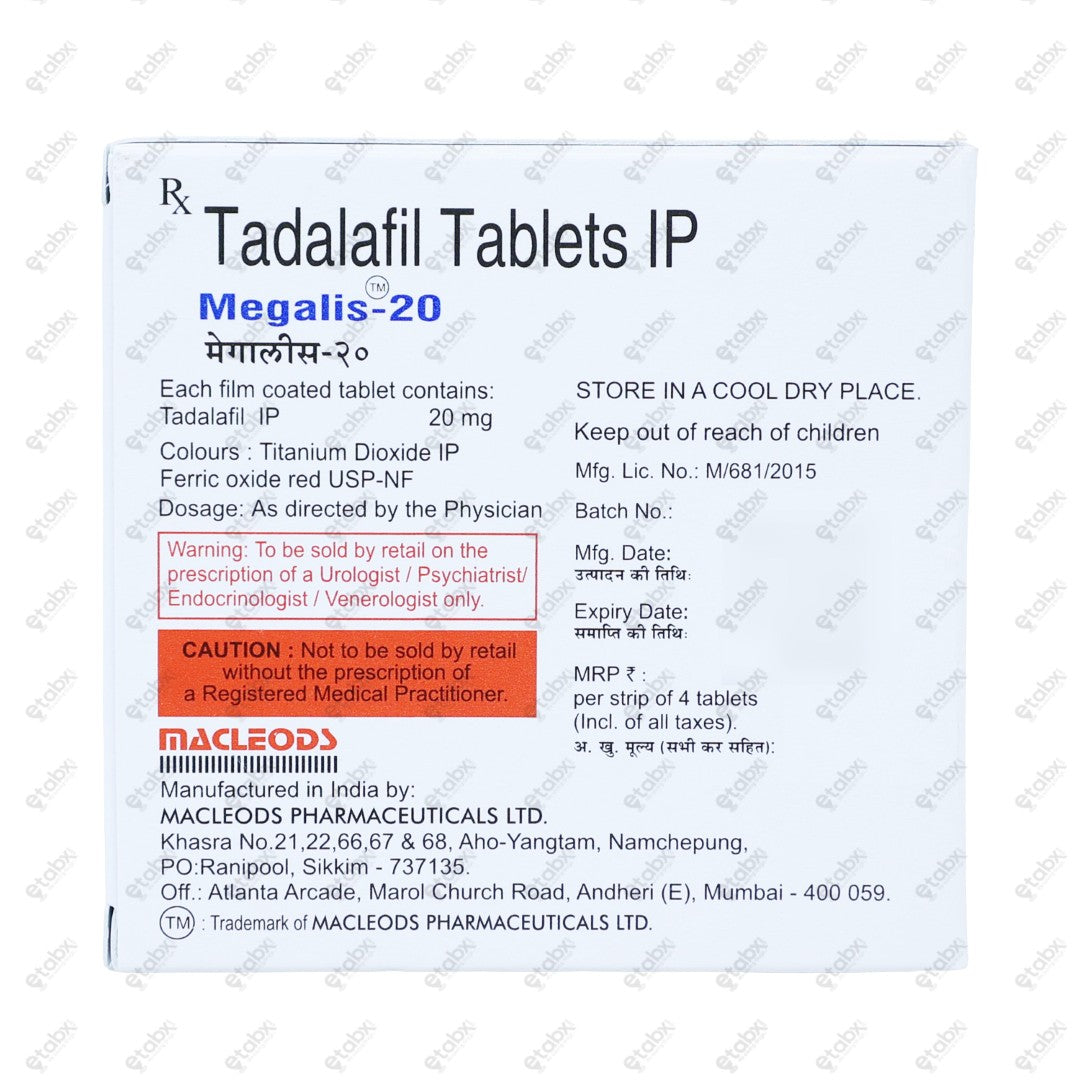 Megalis 20mg Tablet 4's