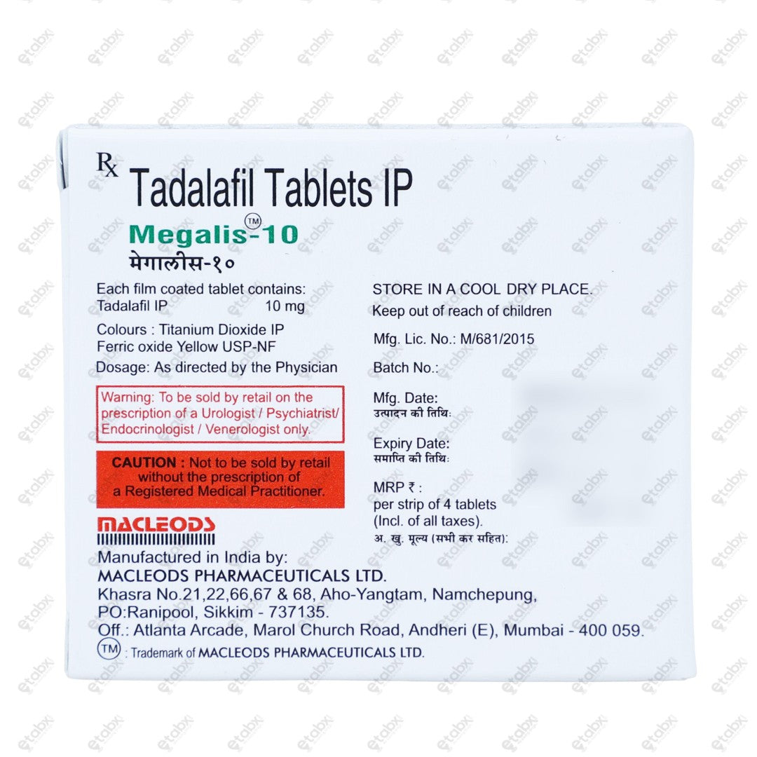 Megalis 10mg Tablet 4's