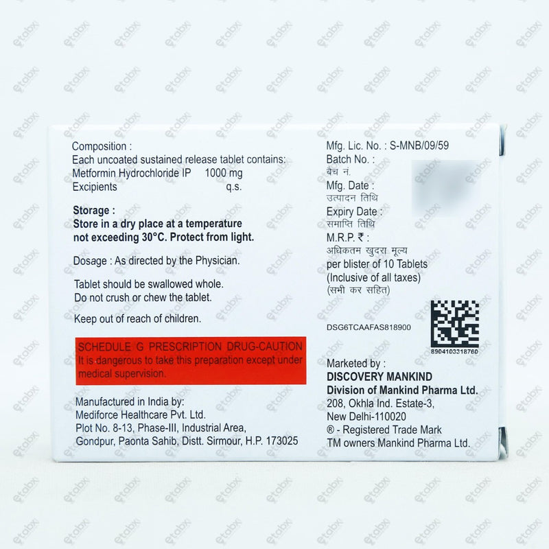Metatime 1000 XR Tablets 10's