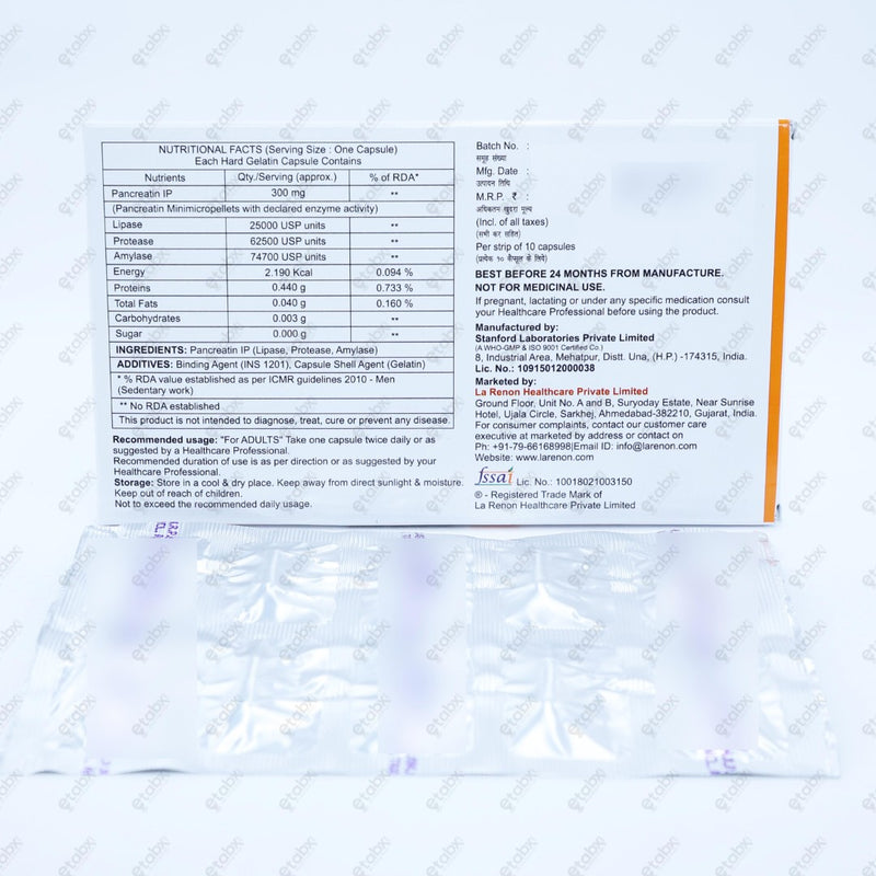 Pancrehenz 25000 Capsules 10's