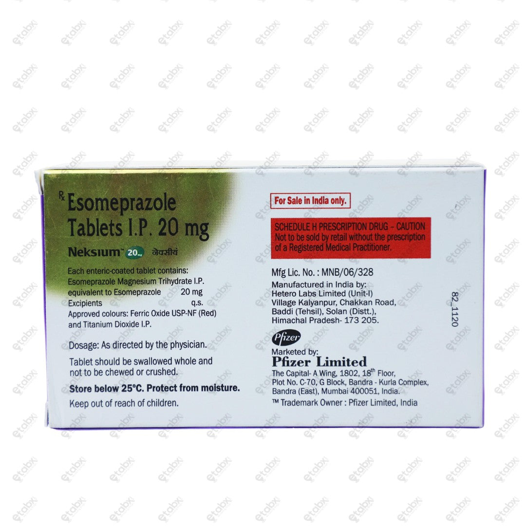 Neksium 20mg Tablet 15's