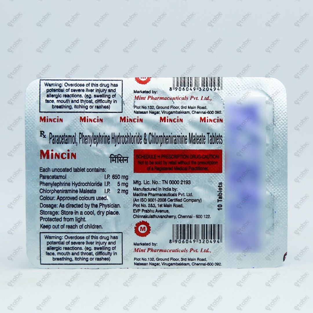MINCIN 100mg Minocycline Antibiotic Tablets (10's)