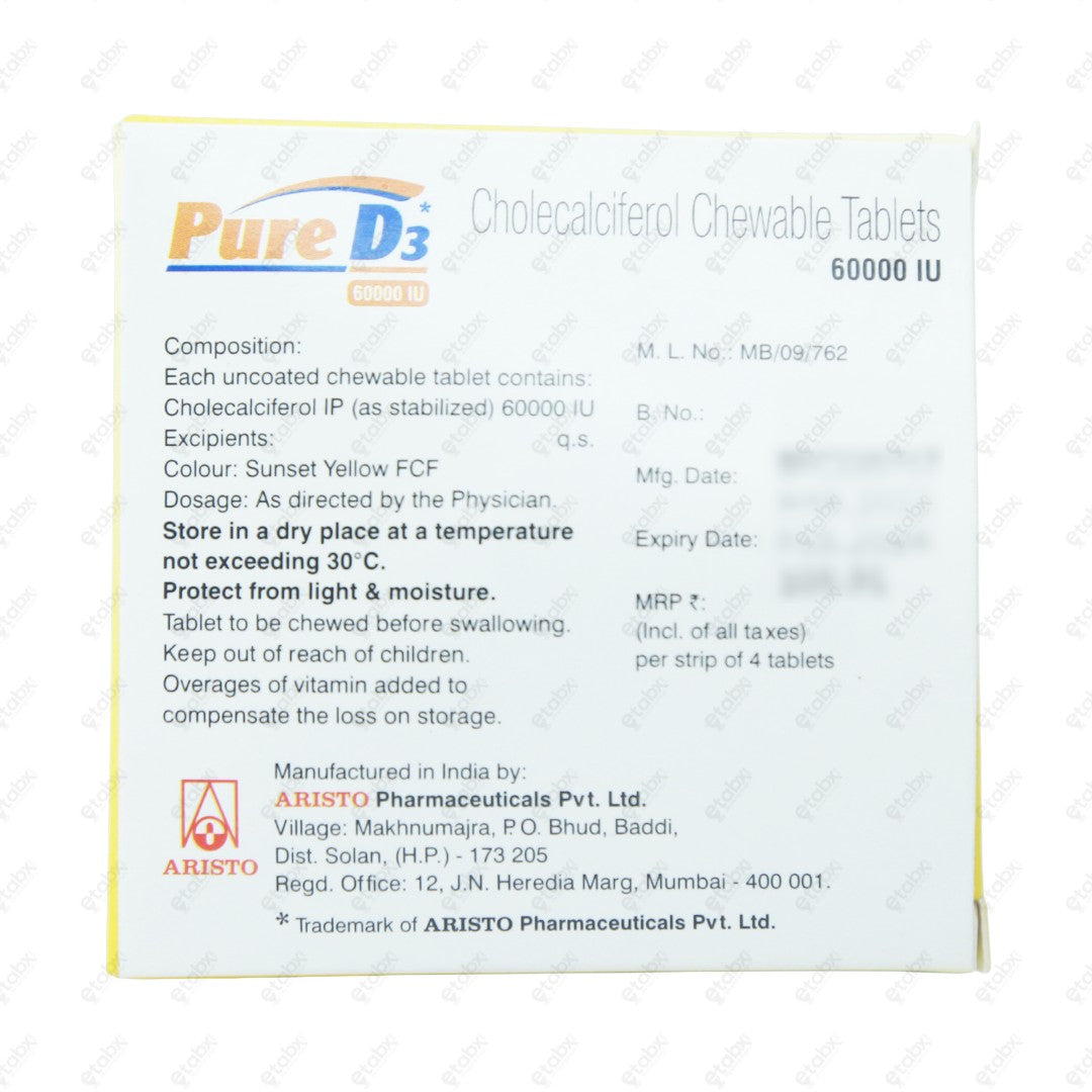 Pure D3 60000IU Tablets 4's