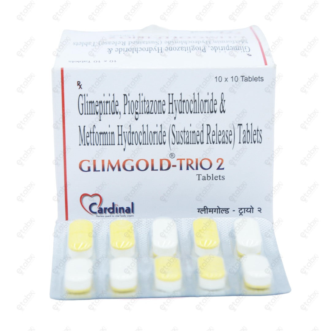 GLIMGOLD TRIO 2mg Glimepiride Anti-Diabetic Tablets (10's)