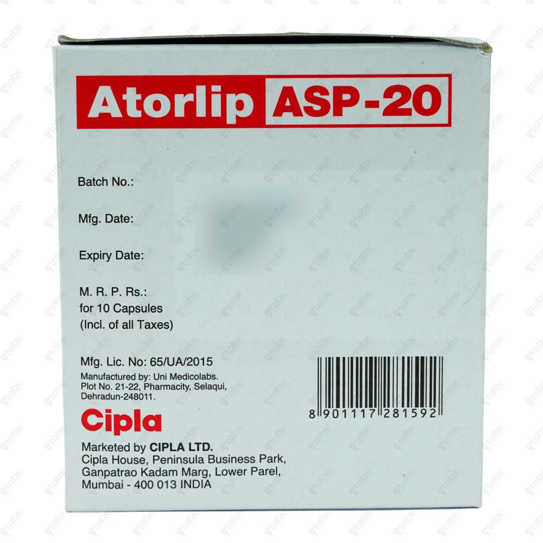 Atorlip ASP 20 Capsule 10's
