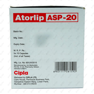 Atorlip ASP 20 Capsule 10's