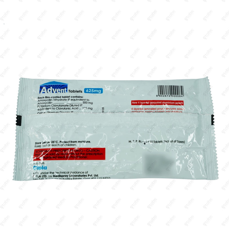 Advent 625mg Tablets 10's