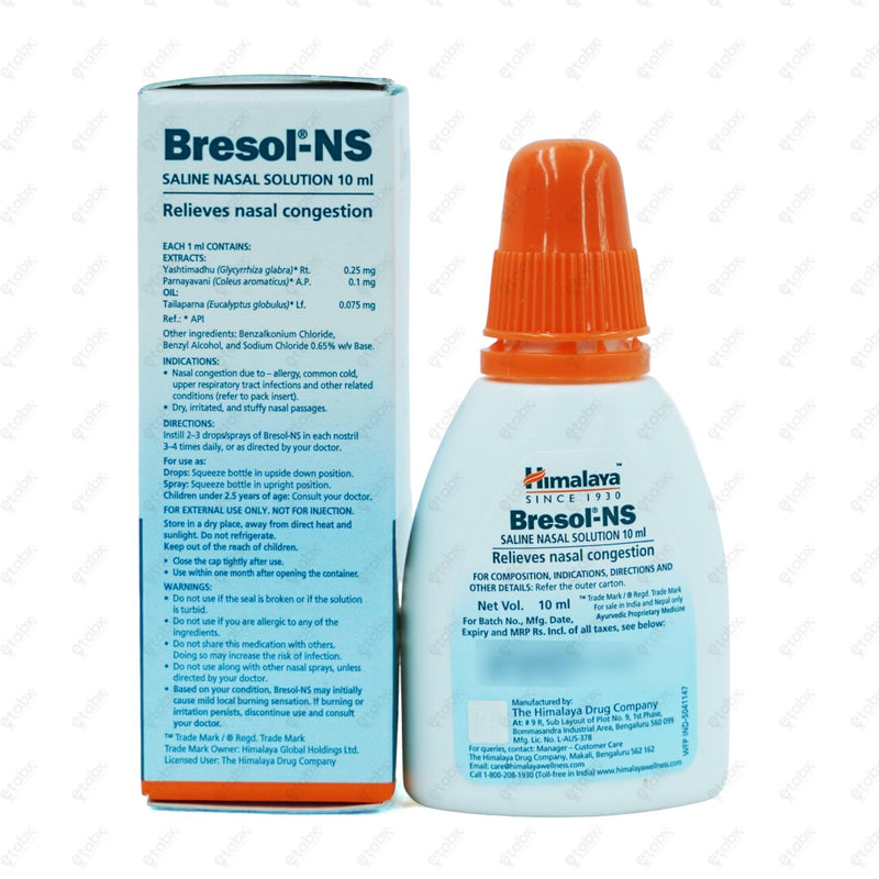 Himalaya Bresol NS Saline Nasal Solution 10ML