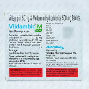 VILDAMBIC M 500MG Tablet 15's