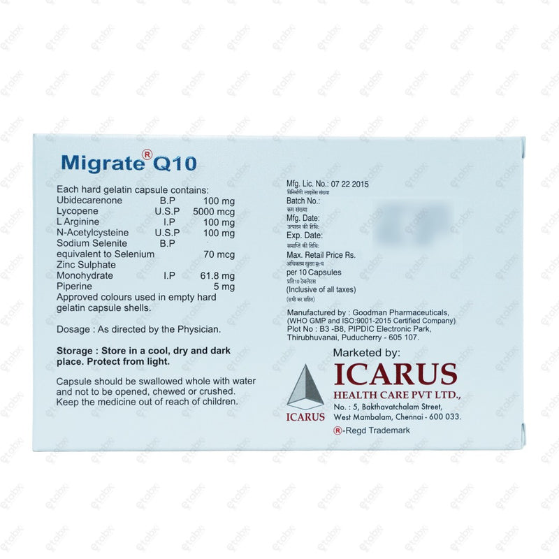 Migrate Q 10 Tablets 10's