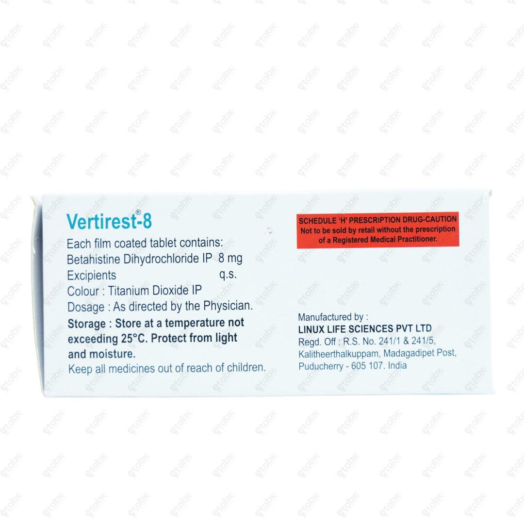 Vertirest 8mg Tablet 10's