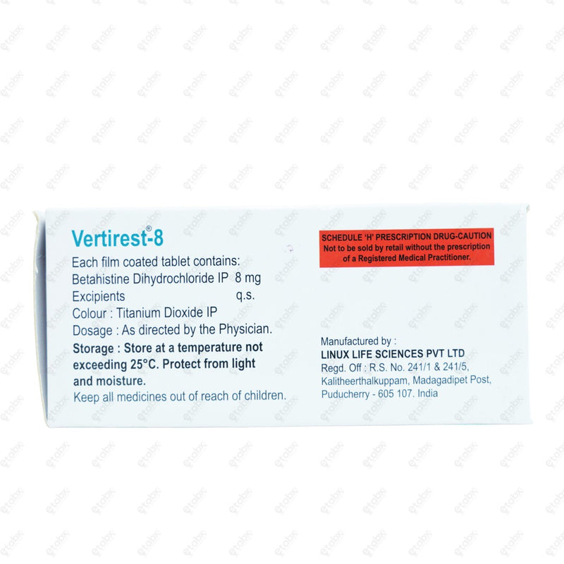 Vertirest 8mg Tablet 10's