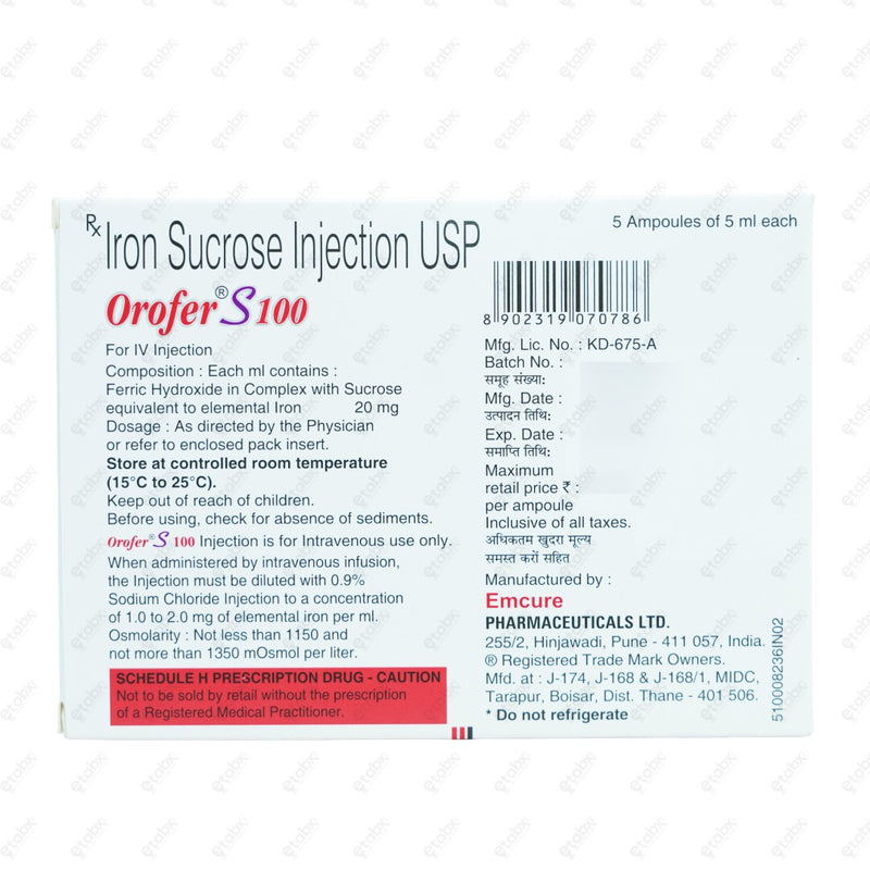 Orofer S 100mg Injection