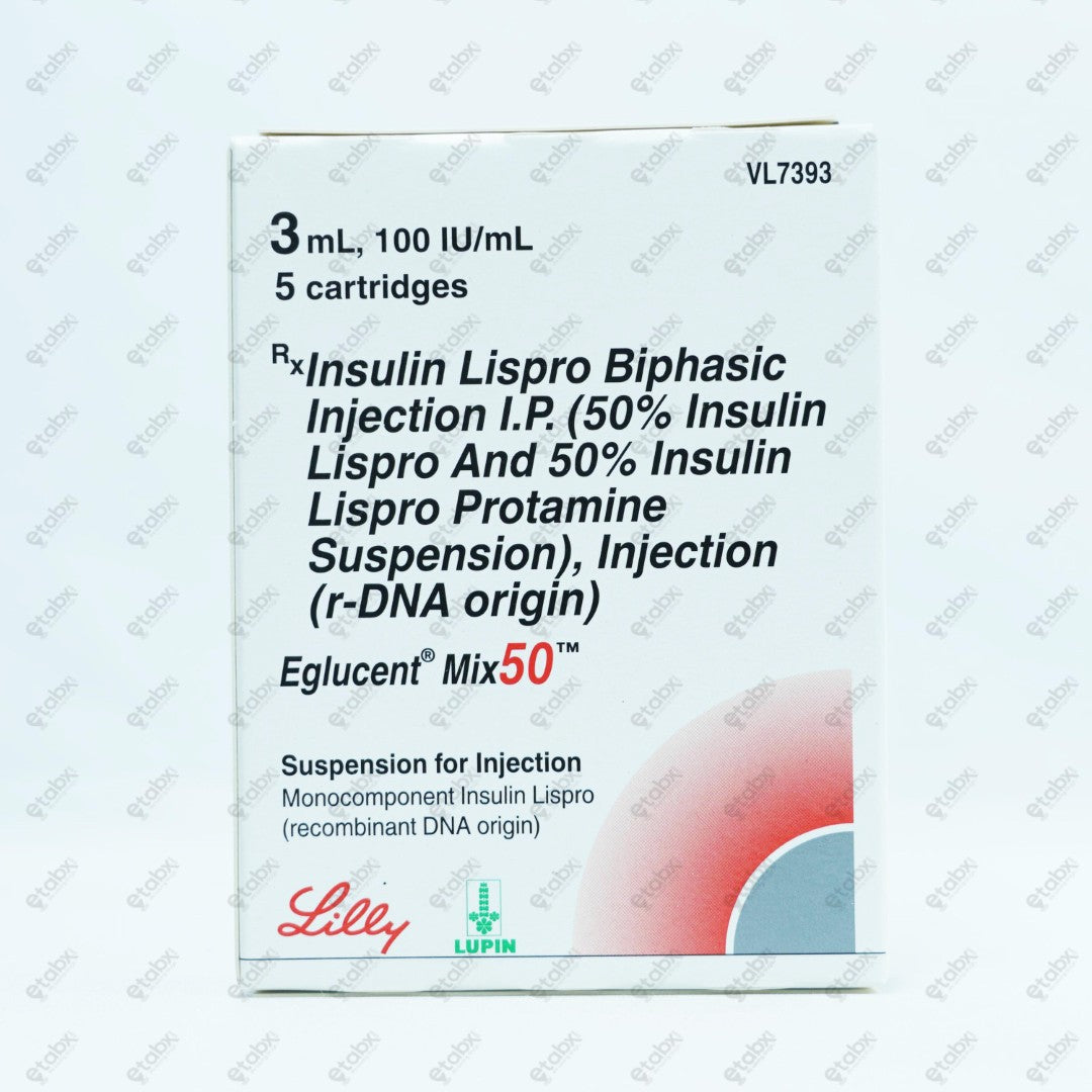 Eglucent Mix 50 Insulin Cartridge 5x3ml