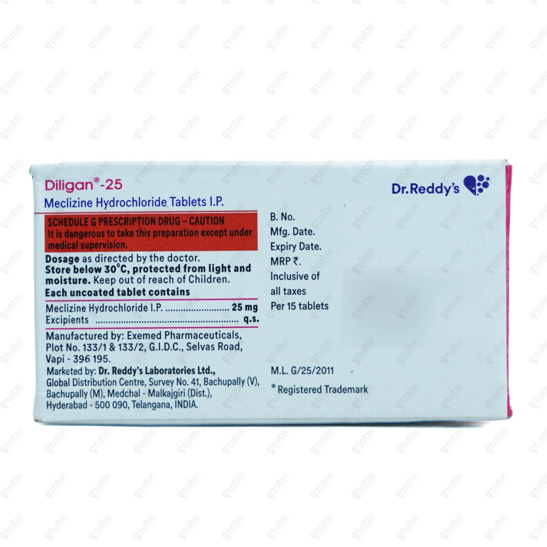 Diligan 25mg Tablet 15's