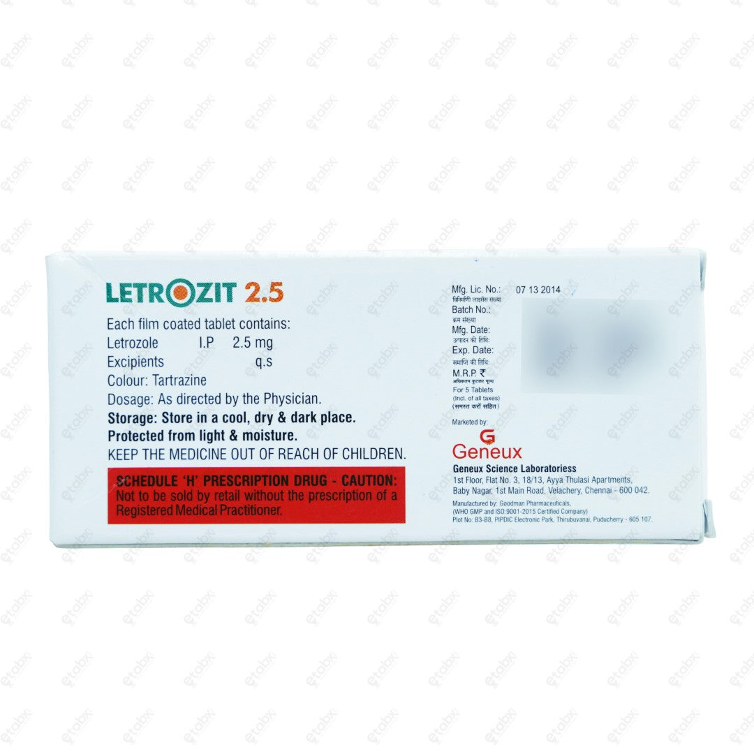 Letrozit 2.5mg Tablet 5s