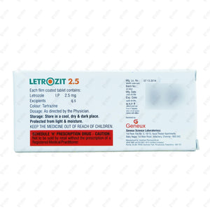 Letrozit 2.5mg Tablet 5s