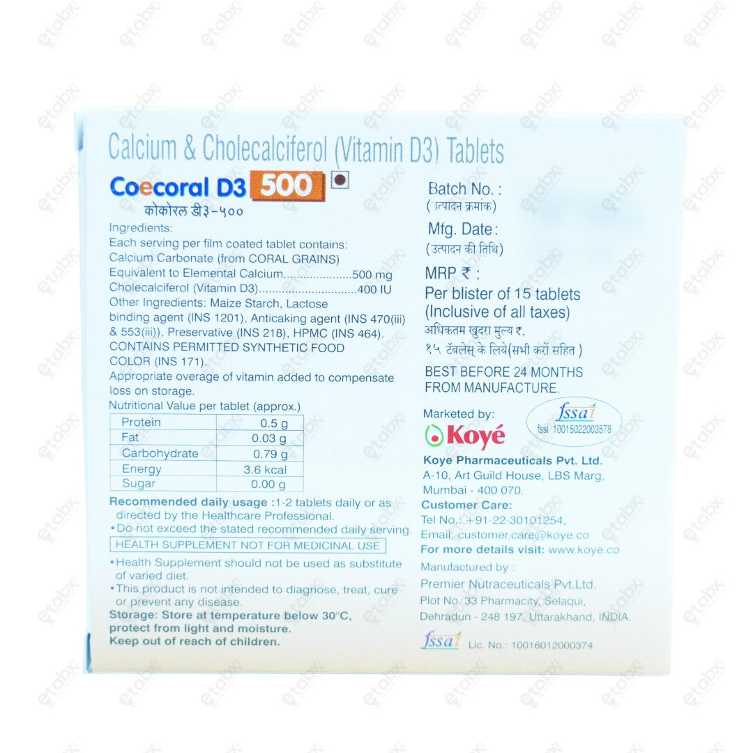 Coecoral D3 500mg Tablet 15's