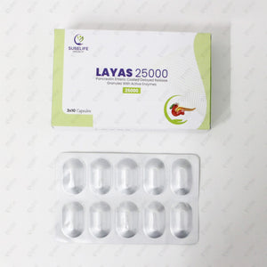 Layas 25000 Capsules Pancreatic Enzyme Supplement 10's
