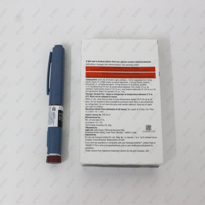 Humalog KwikPen 100IU/ml – Fast-Acting Insulin Pen for Post-Meal Sugar Control