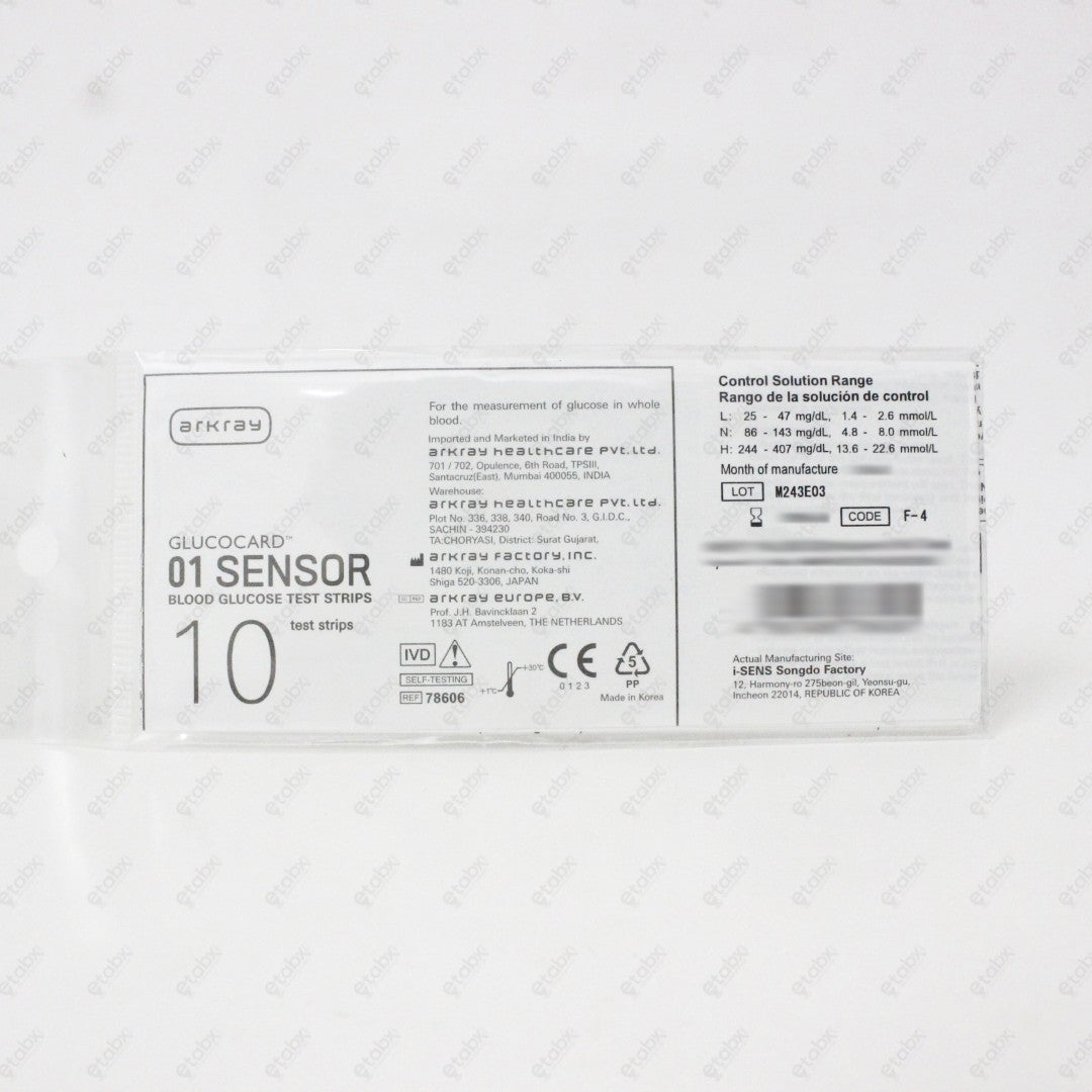 GlucoCard 01 Sensor 10's – Accurate Blood Glucose Test Strips for Diabetics