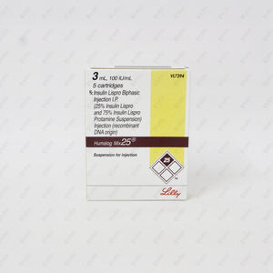 Humalog Mix 25 Cartridge 100IU/ml (5x3ml) – Premixed Insulin Lispro for Type 2 Diabetes