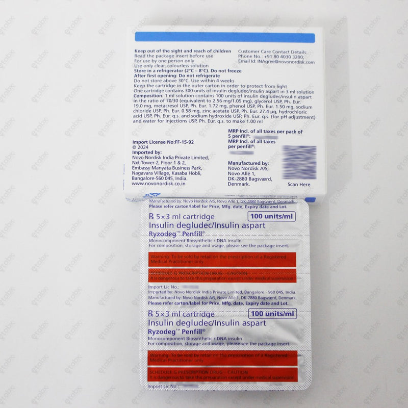 Ryzodeg Penfill Insulin Mix 5x3ml